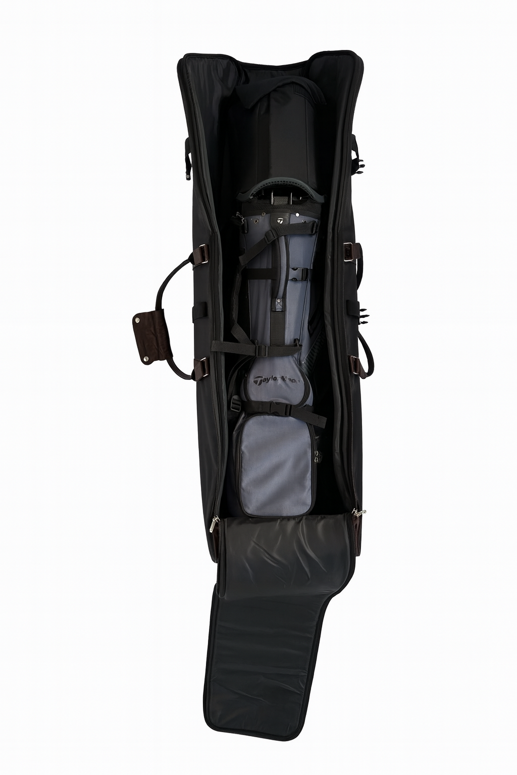 John Martin Golf Travel Bag opened to show the inside on a white background.